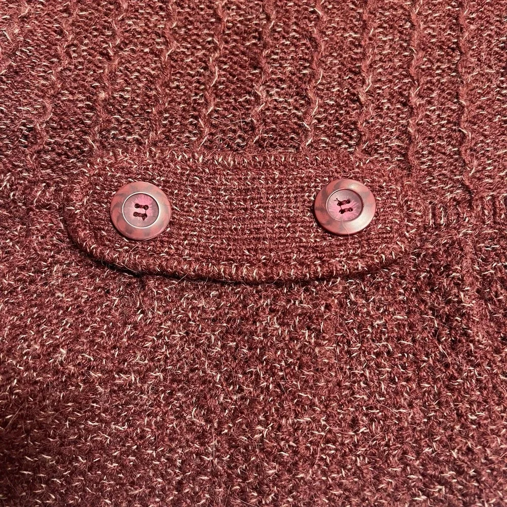 Caslon Alpaca Chunky Knit Peplum Sweater Womens 5 Bell Sleeve Mock Neck Burgundy - Picture 10 of 16